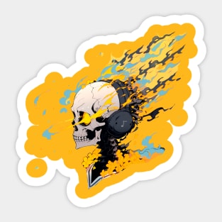 Skeleton  in flames Sticker